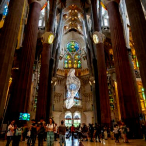 Photomontage in the Sagrada Familia, Barcelona